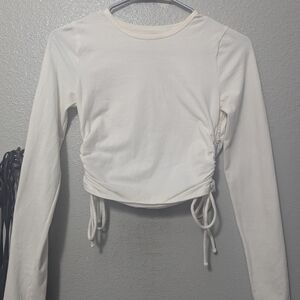Hollister White Long Sleeve Ruched Blouse Size S
